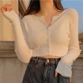 Autumn Spring Slimming Machine Short Top Cardigan Long Sleeve T-shirt One Size. 