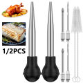 Turkey Baster Set Seasoning Sauce Injection Pump Stainless Steel Turkey Baster Syringe Meat Marinade Injector Needle for Kitchen.