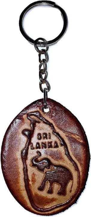 Sri Lanka hand made Elephant Tag with Key Ring Leather Key Tag
