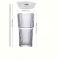 Large Capacity Stripe Glass Coffee Cup With Lid Cover Straw Transparent Drinking Glasses For Juice Iced Coffee Mugs Drinkware.