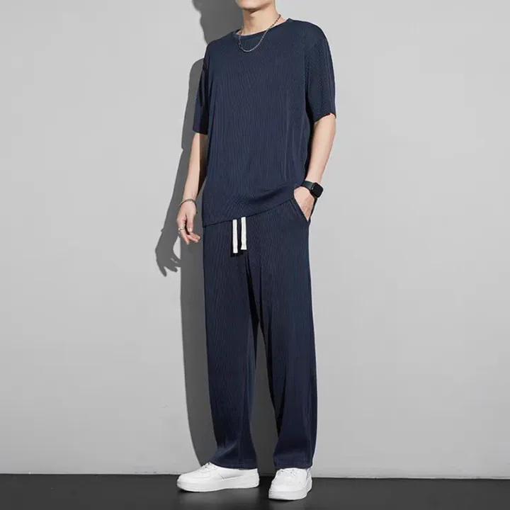 New%20Ice%20Silk%20Sports%20Set%20Men's%20Summer%20Thin%20Tracksuit%20Men%202024%20Casual%20Long%20Pants%20Short%20Sleeve%20T-shirt%20Quick%20Drying%20Clothes%20Sets%20-%20Image%204