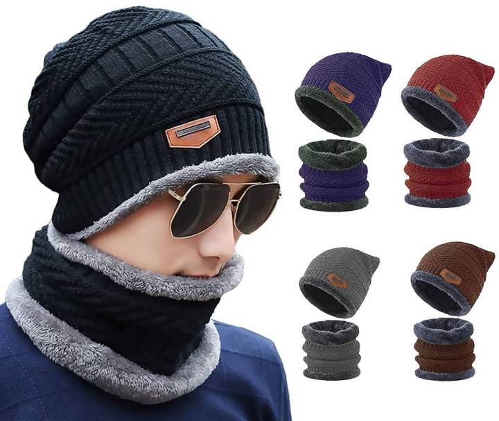 Winter Beanie Cap For Men - Beanies Knit Hat knitted Cap Thicken Hedging Cap Balaclava Skullies Fashion Warm knit Beanie for Men/Women