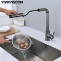 6 Mode Gray Kitchen Faucets Pull Out Rotation Waterfall Black Stream Sprayer Head Sink Mixer Brushed Nickle Water Tap Accessorie.