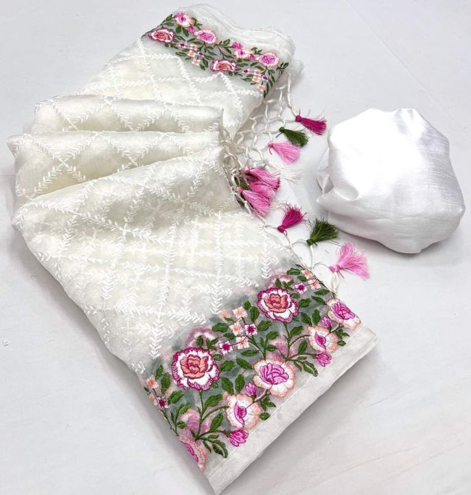 Pure Organza saree with blouse piece