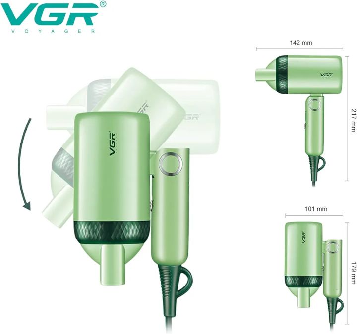 VGR%20V-421%20Professional%20Foldable%20Hair%20Dryer%201200W%20DC%20Motor%202%20Speed%20Settings%20comes%20with%20Styling%20Concentrator,%20Overheating%20Protection%20&%20a%20Hanging%20Loop%20-%20Image%204