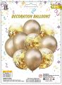 Latex 10 Pcs Gold Chrome & Confetti Balloons with ribbon shiny metallic balloons For Birthday Anniversary Party Gold Theme Confetti Balloons Shiny & Sturdy Balloon Bunch For Wedding Party (Pack of 10, Gold). 