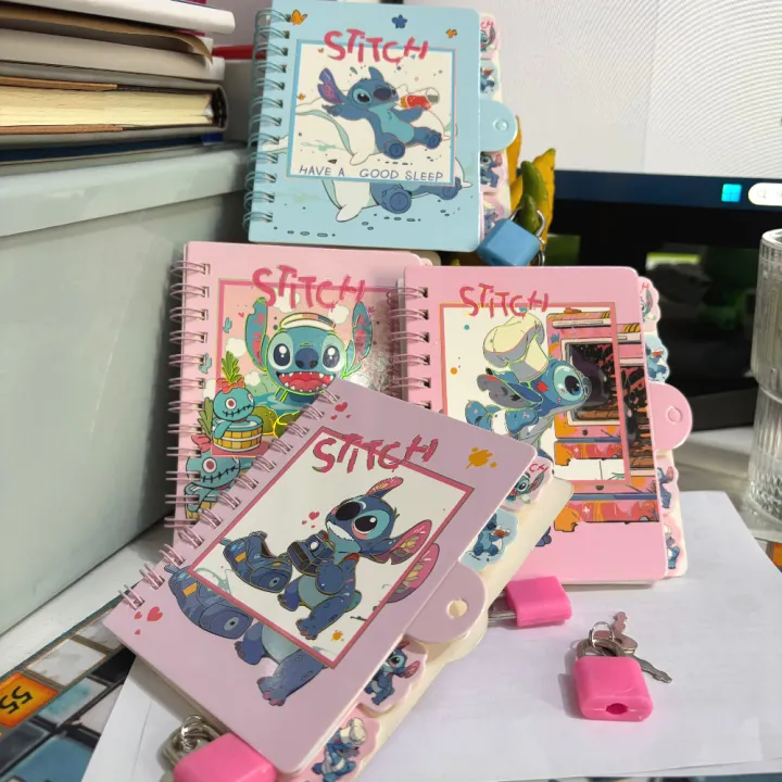 Lilo Stitch Journal Notebook Disney Cute Lock A7 Binder Student Writing ...