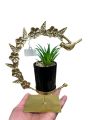 Luxurious Small Golden Metal Decorative Planter – Elegant Artificial Succulent in Black Glossy Pot for Homedecor, Room, drawingroom, Eid, Ramdan, Office, and Tabletop Décor, Modishbazar.. 