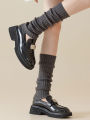 4 Pairs Ladies Solid Color Vertical Stripes Warm Over Knee Socks JK Fashion Autumn Winter Collection Simple Design.