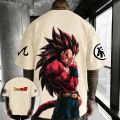Dragon Ball Anime Oversized Cotton T-shirt 2026 Summer New Vegeta Super Saiyan 4 Printed Men's Street Hip Hop Loose Casual Top. 