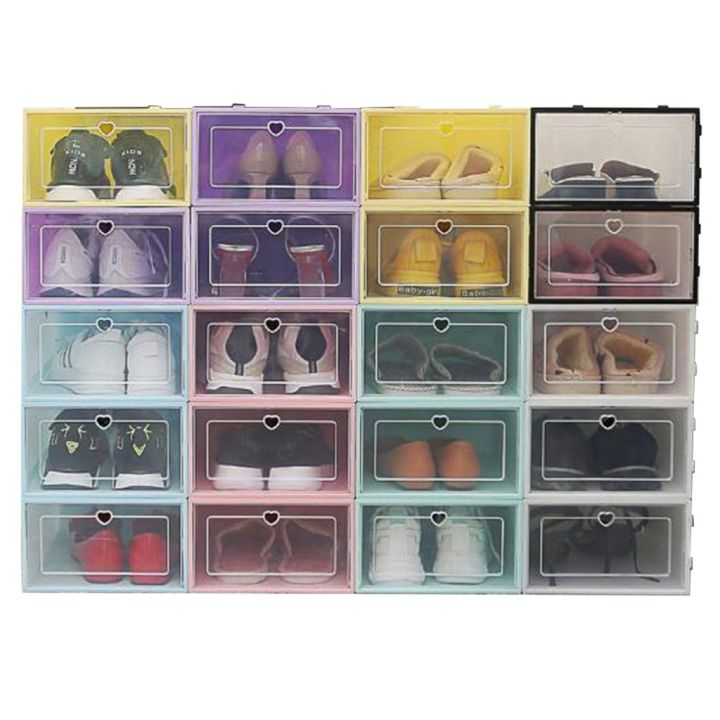 1pc Shoes Storage Box Plastic Foldable Clear Stackable Shoe Organizer ...
