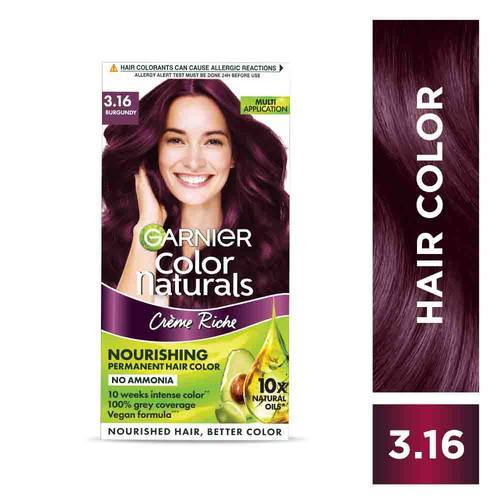 Indian Product Garnier Nourishing Permanent Naturals hair Colour Burgundy Used For male /female-70ml+60 gm