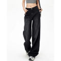 Lady Korean Thin Baggy High Waist Jeans Pants 2025 Chic Women Straight Leg Denim Trousers Girls Fashion Casual Pants. 