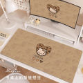Maillard Brown Leather Mouse Pad High Value Oversized Hello Kitty Cute Cartoon Computer Office Desk Mat Student Desk Writing Mat.