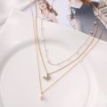 3PCS Suit Retro Multilayer Necklace Decorated With Artificial Pearl Clavicle Chain Creative Simple Butterfly Pendant Necklace. 