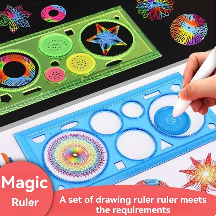Multifunctional%20Wanhua%20Ruler%20Magic%20Set%20Ruler%20Versatile%20Gauge%20Curve%20Gear%20Drawing%20Tool%20Kit%20Puzzle%20Template%20Ruler%20-%20Image%202