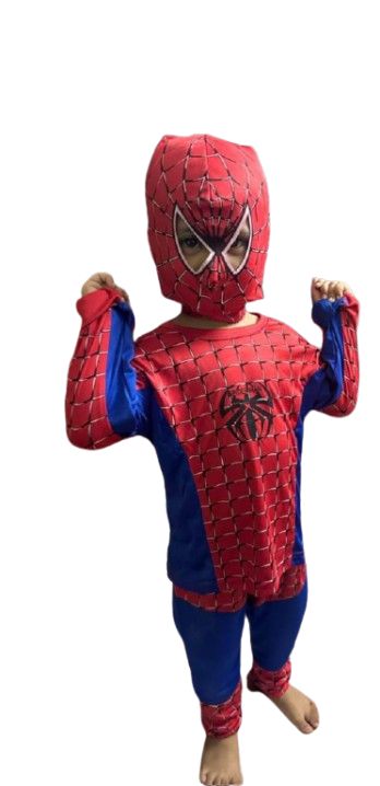 Spiderman 3 Piece Costume Red And Blue Age 3-10 Years Kids Super Hero Dress