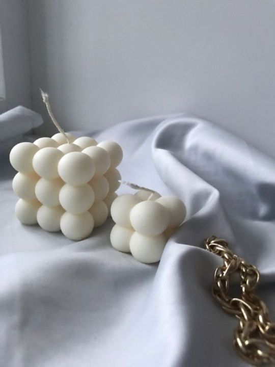 2 Bubble Candle Combo Set Soy Wax Handmade Large and Small Decorative ...