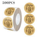 500pcs/Roll Baking Cake Pastry Decorative Stickers Handmade Dessert Kraft Paper Sealing Labels Thank You Gift Stickers for Get. 