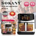 Sokany Double Heater Stainless Steel Digital Smart Air Fryer 14.5 Litre Extra Large Size Air Fryer (SK-10110). 
