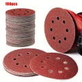 100Pcs 125mm 8 Hole Sanding Discs Hook Loop Adhesive Sandpaper 60Grit-1000Grit Sanding Paper 5Inch Sanding Disc Polishing Tools. 