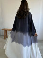 Abaya Fashion Midi Dress for Women; Middle East Muslim Long Robe with Tie-Dye Printed Cape for Spring and Summer.