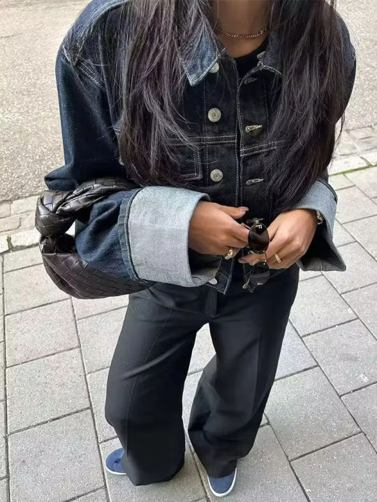 HH%20Women%20Fashion%20Denim%20Set%20Casual%20Lapel%20Long%20Sleeve%20Crop%20Jacket%20Buttons%20Female%20Vintage%20Wide%20Leg%20Loose%20Jeans%20Long%20Pants%20-%20Image%202