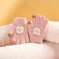 2-6 year old cartoon bear baby gloves with crochet hooks, thick winter warmth knitted gloves, boys, girls, and children's thick.