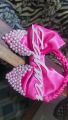 Customized Name bow with clip or elastic headband for girls, new born and babies, Best quality Hair Accessories for Hair tie. 