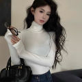 Winter Women Classic Basic Turtleneck Tops Lady Comfortable Thermal Long Sleeve Clothes Female Retro Versatile Elastic Pullover.