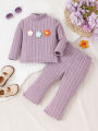Girl baby Set Half High Collar Solid Color Small Flower Tops +Pants Fashion  2pcs/Set 0-3 Years Cute Girl baby Spring Autumn Set. 