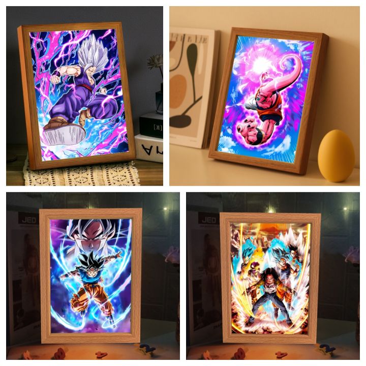 High-Definition LED Light Printing Bedroom Wall  Featuring Anime Character Dragon Ball Picture Frames and Goku Art Pictures