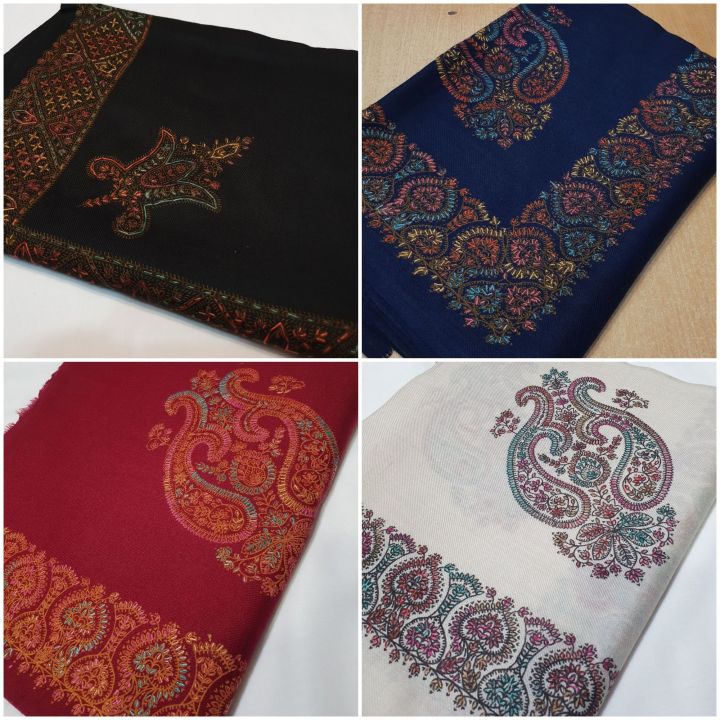 Winter 4 border Kashmiri Hand Embroidered Shawl For Women/Girls