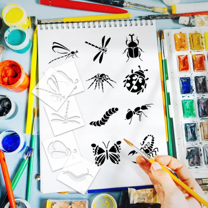 YOMDID%2020pcs%20Insect%20Series%20Painting%20Hollow%20Out%20Stencils%20Reusable%20DIY%20Dragonfly,%20Bee,%20and%20other%20Insect%20Pattern%20Graffiti%20Templates%20-%20Image%202