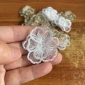 16PCS/4CM White,Gold 3d Floral Flowers Embroidered Sew On Patch,Organza Clothes Rose Lace Applique For Sewing,Dresses Decoration. 