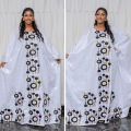 African Dresses For Women Bazin Riche Emboridery Design Floor Length With Scarf Couple Design.