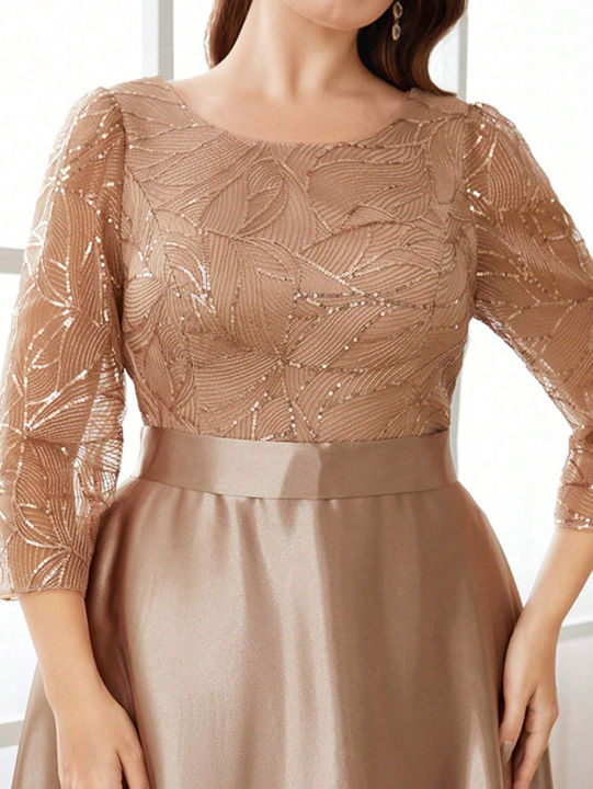 Mgiacy%20Crew%20neck%20long%20sleeve%20sequin%20patchwork%20satin%20long%20gown%20ball%20dress%20Party%20dress%20Bridesmaid%20dress%20-%20Image%203