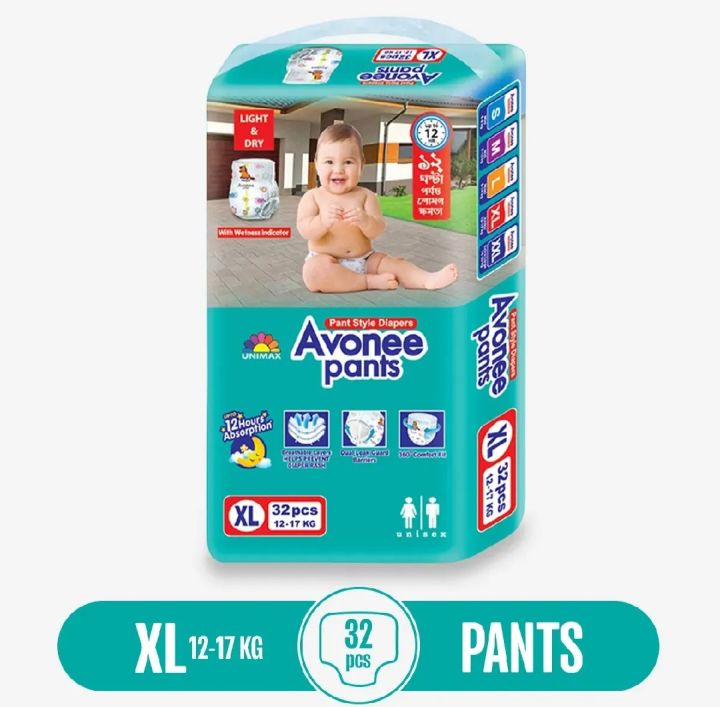 Avonee Pants Baby Diaper XL  (12-17 KG) 32 pcs