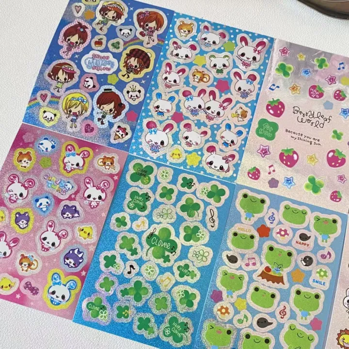 8%20Sheets%20Kawaii%20Laser%20Stickers%20Japanese%20Cute%20Frog%20Strawberry%20Scrapbooking%20Decals%20for%20Journal%20Laptop%20DIY%20Craft%20-%20Image%202