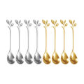 6PCS Creative Personality Stainless Steel Gold Spoons Tree Leaf Spoon Coffee Spoon Tea Spoon Home Restaurant Dessert Cutlery Set. 