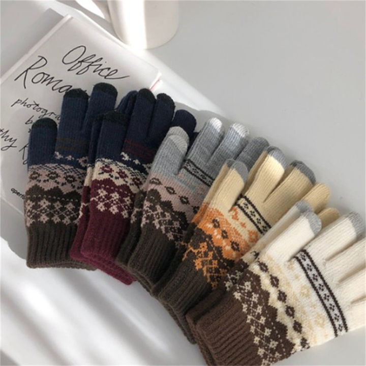 Winter Touch Screen Gloves Women Men Fashion Warm Stretch Knitting Full Finger Gloves