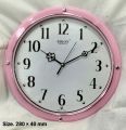 Genuine Rikon Brand Wall Clock, Round Shape, Pink Frame with White Dial,  Made in India. 
