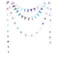 Iridescent Paper Star Garland Banner Laser Silver Flag Hanging Decor Birthday Party Pendant Baby Shower Wedding Streamer Decor.