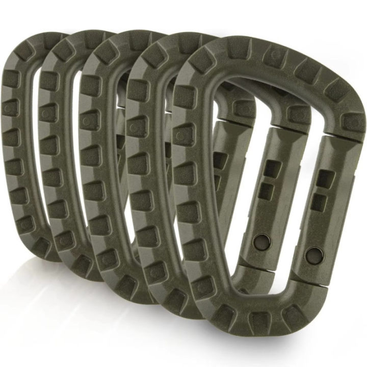 2/5/16Pcs Tactical Carabiner Set Plastic Steel Quick Hook Webbing Lock Keychain Key Chain Outdoor Backpack Karabiner Buckle