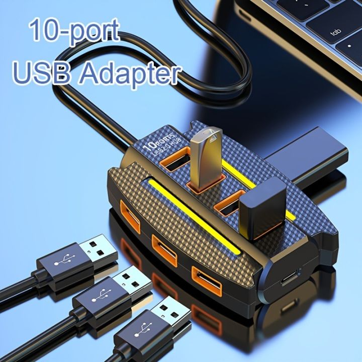 10 Ports USB 2.0 Splitter Multifunction USB Adapter Connector Extend ...