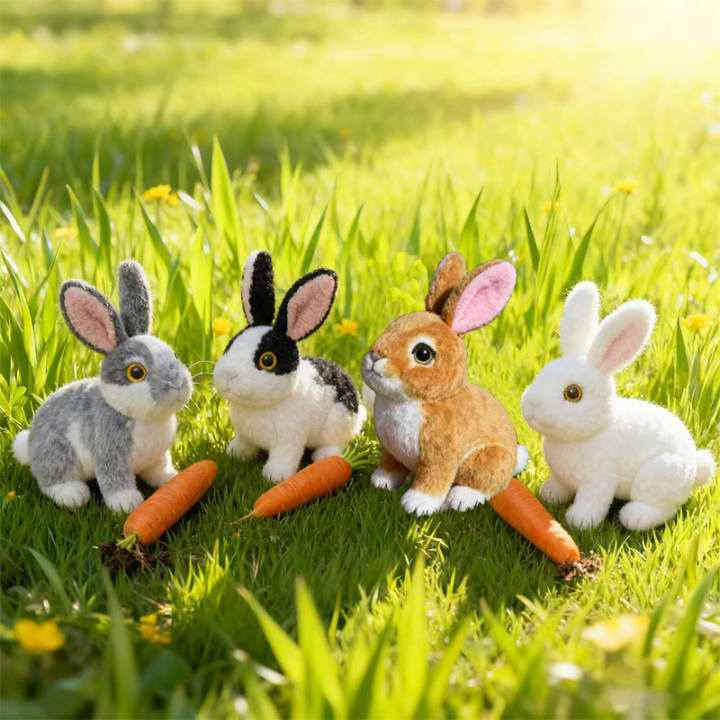 16CM Lifelike Simulation Kawaii Long Ears Realistic Mini Rabbit Plush ...