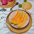 Rattan Tray Round Storage Basket Tray With Wooden Handle Bread Fruit Cake Food Plate Serving Tray for Home kitchen. 