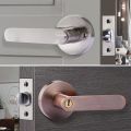 Silent Room Door Lock Round Door Lock Interior Door Handle Lock with Lock Core/latch with Key Aluminum Alloy Handle Lock. 
