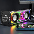 V8 Transparent RGB Light Bluetooth 5.0 Portable Wireless Speaker. 