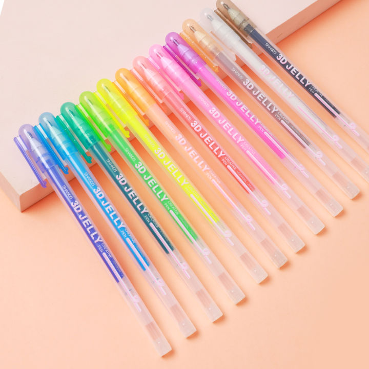 6/12pcs%203D%20Jelly%20Pens%20Highlighter%20for%20Diary,%20DIY%20Creative%20Art%20or%20Painting,%20Student%20Adult%20Art%20Stationery%20Supplies%20-%20Image%202